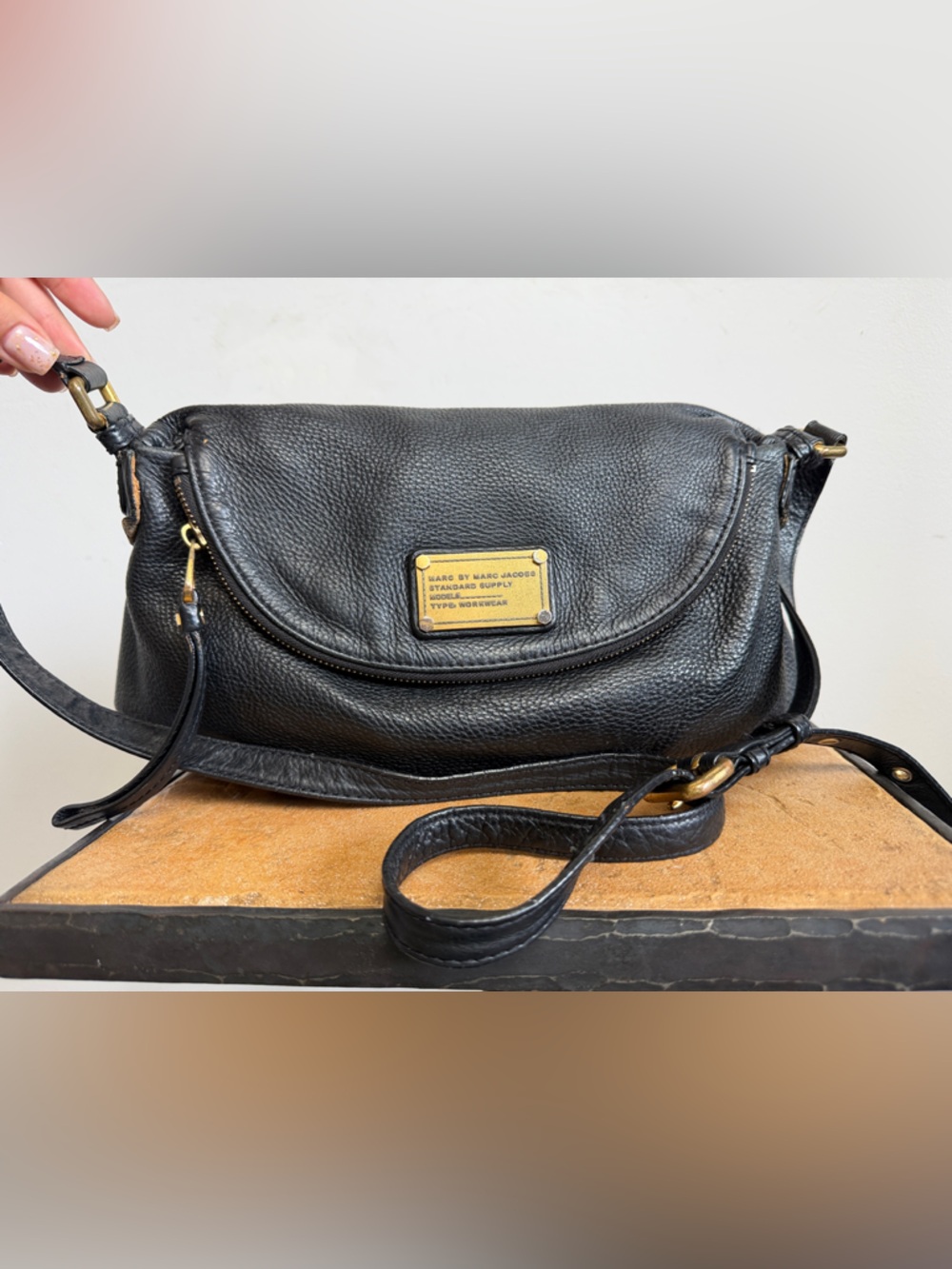 Marc by Marc Jacobs Classic Natasha black leather crossbody handbag.